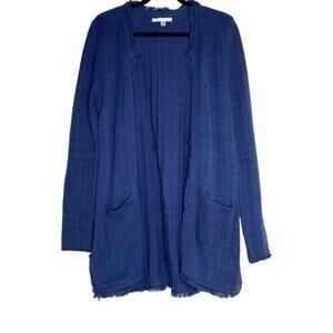 CAbi Navy Blue Speckled Duchess Longline Cardigan Medium